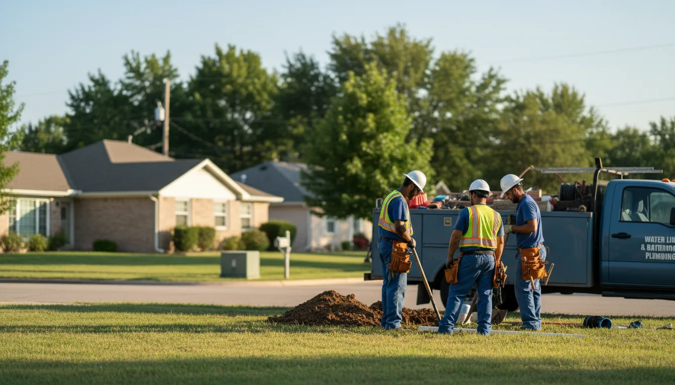 Residential water line and bathroom plumbing service in Logan, KS